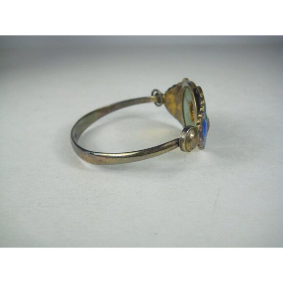 Antique Enamel Cloisonné Jade Bracelet Chinese Export Silver Enamel Bats Symbols - Picture 9 of 14